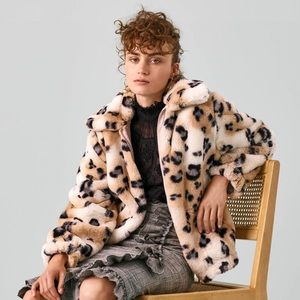 Rebecca Taylor Faux Fur Cheetah Print Coat